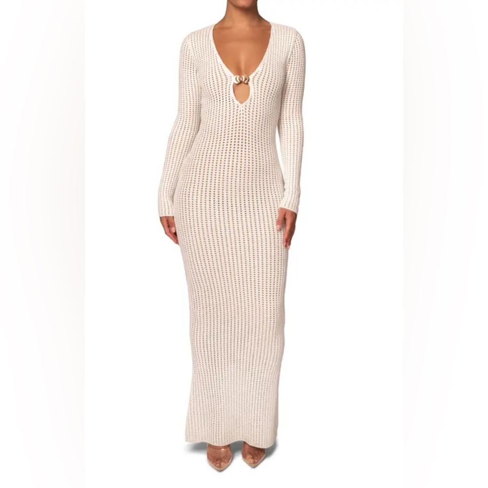 JLUXLABEL White Ribbed Bodycon Maxi Dress
